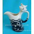 black and white lucky cat ceramic coffee jug tea jug